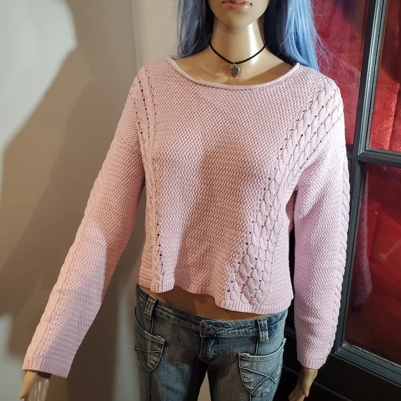 Garage Cropped Braid Crochet Sweater - Picture 2 of 6